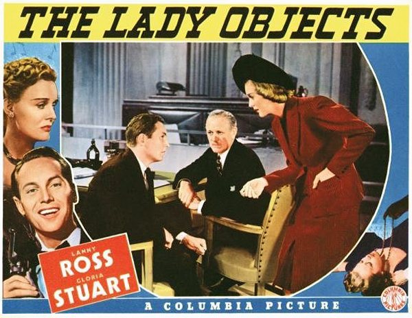 A movie poster of THE LADY OBJECTS, 1938