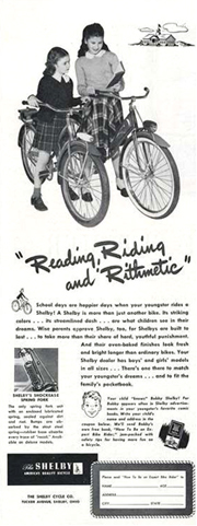 Vintage Transportation Slogans--Shelby Bycycle advertisement