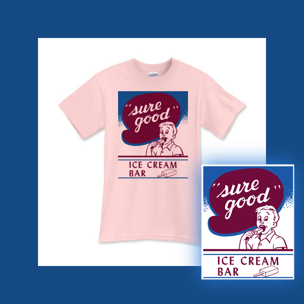 A picture of this week's Tuesday Tee, which depicts a boy eating an ice ceam bar